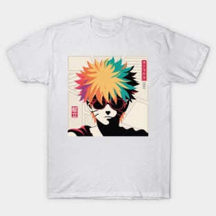 Multicolored Manga Boy - Anime Pop T-Shirt Design T-Shirt